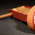 Lot 048 - Vintage German Fantasy Reproduction Papier Mache / Molded Paper Halloween Jack-O-Lantern Pumpkin Ratchet Noisemaker with Wooden Handle, Circa 1990s