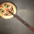 Lot 054 - Vintage Tin Lithograph Clapper Noisemaker with Halloween Clown Face Graphics, Manufactured by M.B. Co., 10-1/8" L