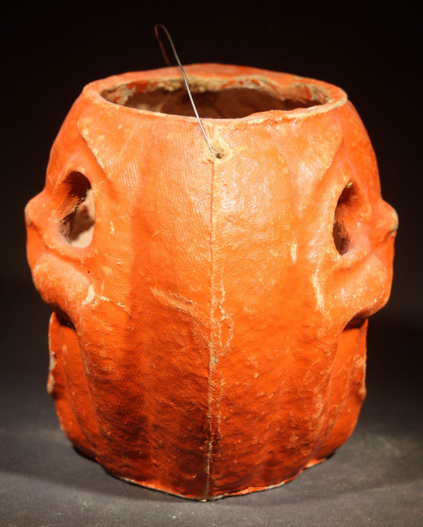 Vintage Papier-Mache / Paper Pulp Halloween Double-Sided Choir Boy Jack-O-Lantern Pumpkin Lantern with Wire Bail Handle, Missing Original Paper Inserts