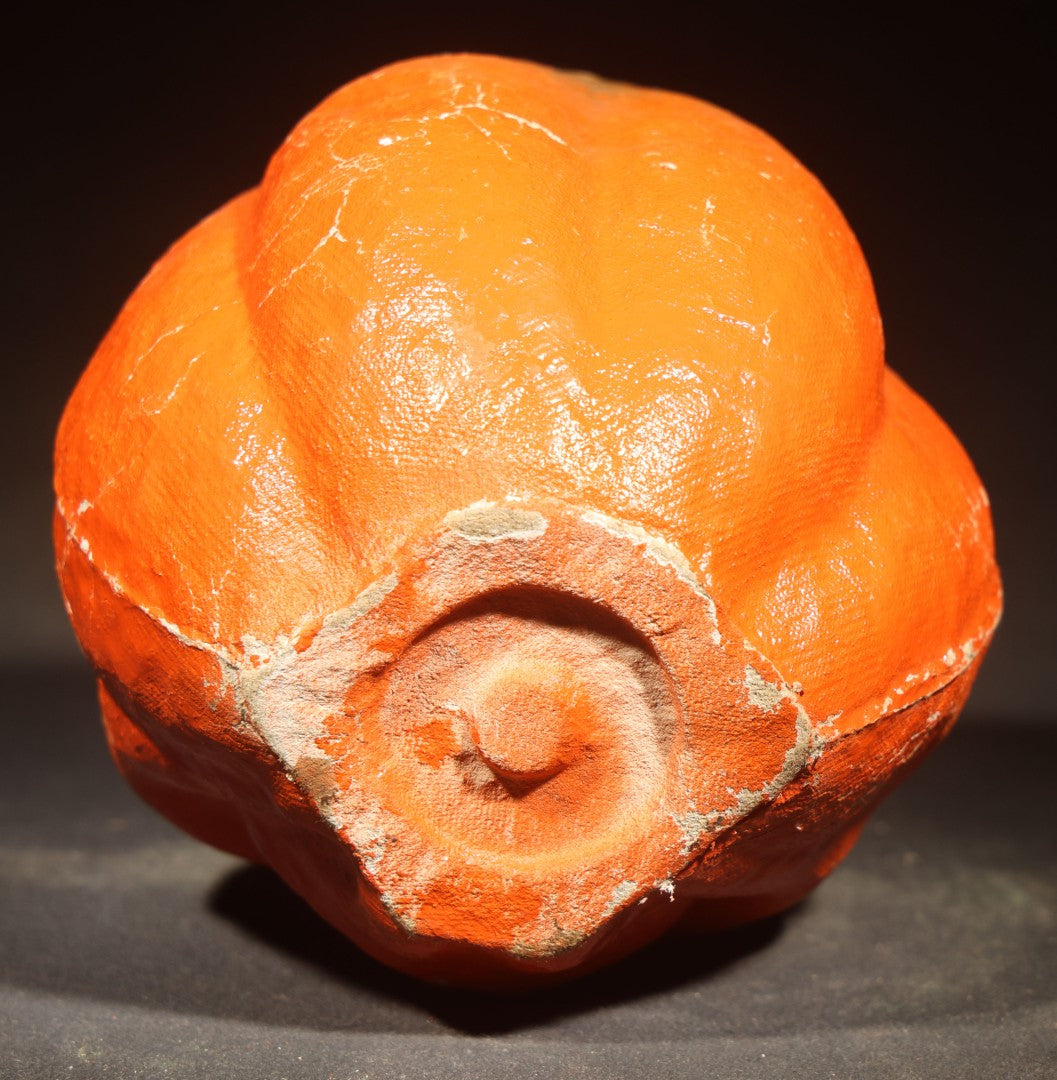 Vintage Papier-Mache / Paper Pulp Halloween Grinning Jack-O-Lantern Pumpkin Lantern with Later-Added Confetti, Missing Original Paper Insert