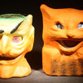 Lot 059 - Pair of Modern Fantasy Reproduction Papier-Mache / Paper Pulp Halloween Lanterns Including Devil Head and Cat Head