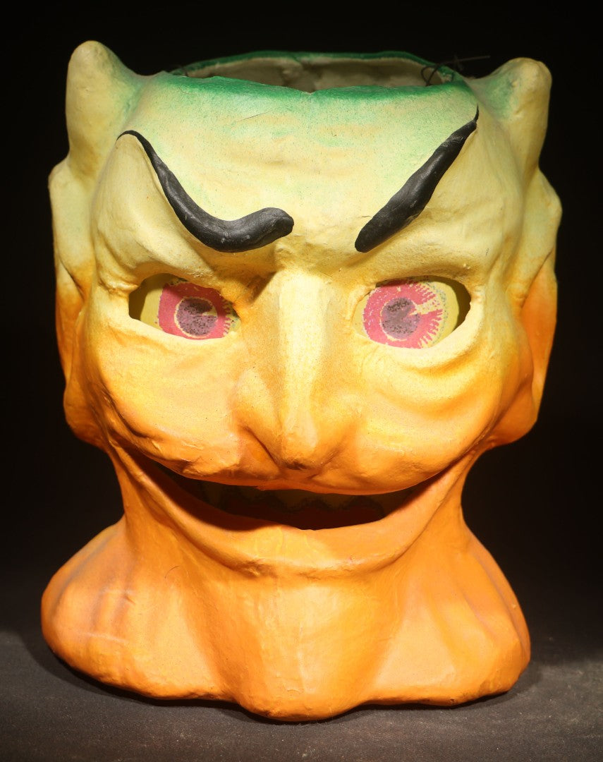 Pair of Modern Fantasy Reproduction Papier-Mache / Paper Pulp Halloween Lanterns including Devil Head and Cat Head