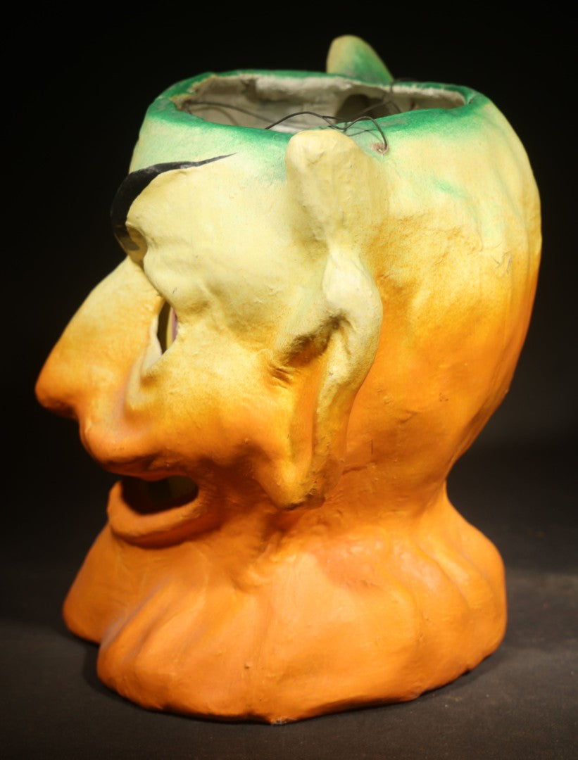 Pair of Modern Fantasy Reproduction Papier-Mache / Paper Pulp Halloween Lanterns including Devil Head and Cat Head