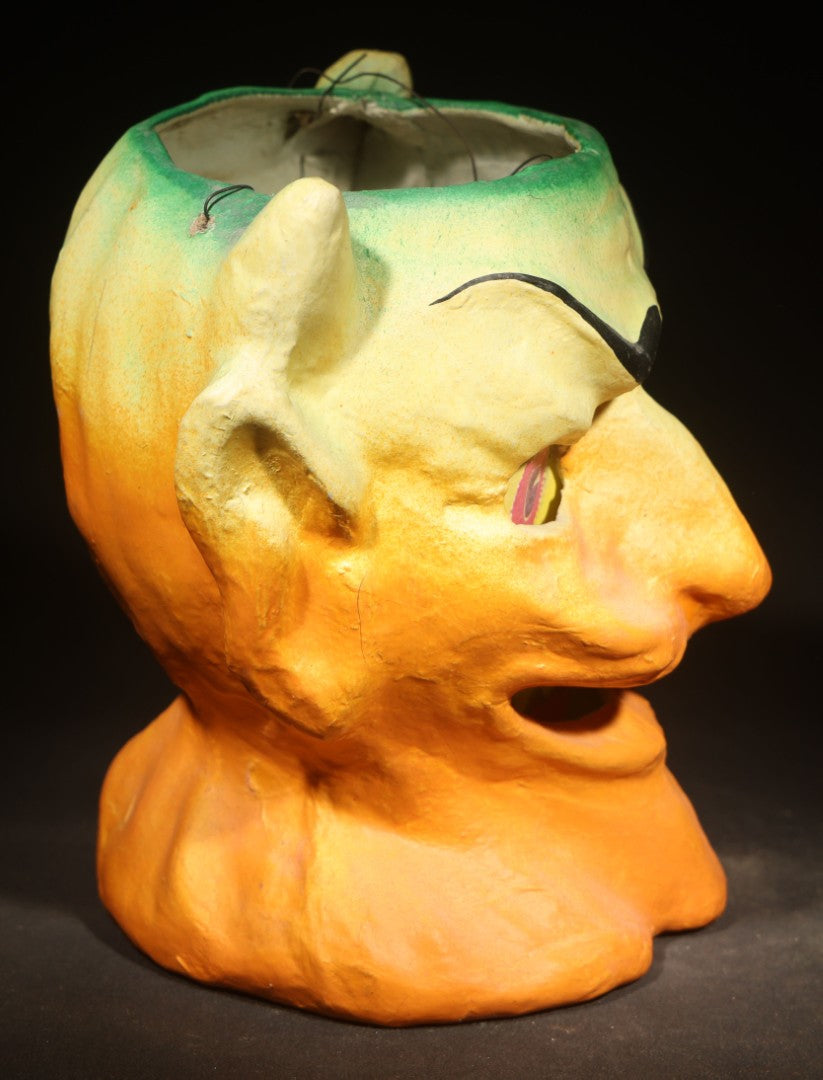 Pair of Modern Fantasy Reproduction Papier-Mache / Paper Pulp Halloween Lanterns including Devil Head and Cat Head