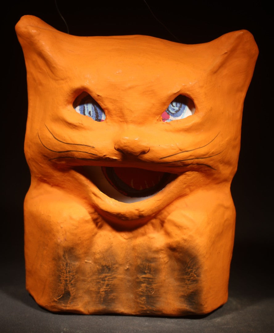 Pair of Modern Fantasy Reproduction Papier-Mache / Paper Pulp Halloween Lanterns including Devil Head and Cat Head