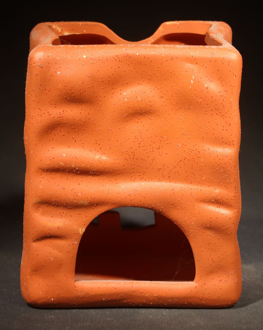 Modern Terracotta Halloween Jack-O-Lantern Luminary, Michaels Stores 2005, with Puopolo Candles Label