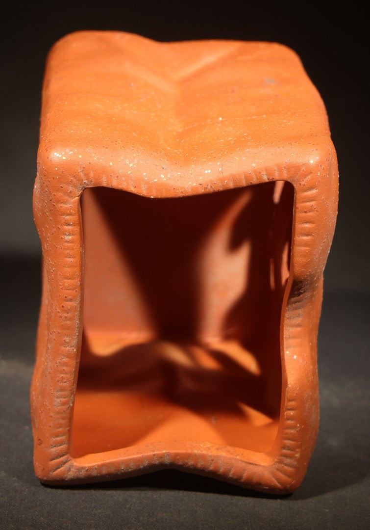 Modern Terracotta Halloween Jack-O-Lantern Luminary, Michaels Stores 2005, with Puopolo Candles Label