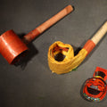 Lot 067 - Trio of Vintage Party Favor Noisemakers Including Two Halloween Paper Pipe Blowouts and Tin Lithograph Laughing Man in Top Hat Clicker, Japan