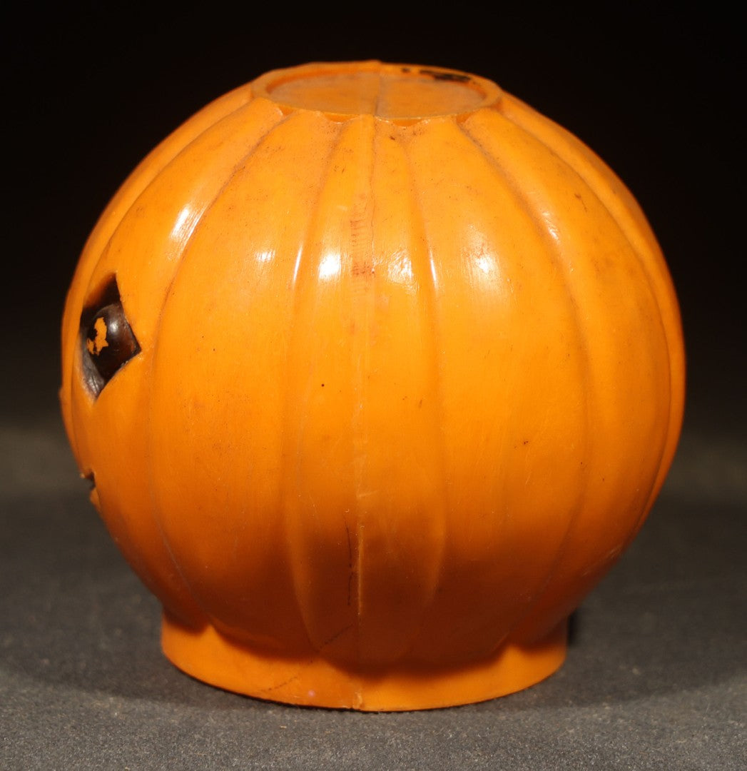Vintage Plastic Halloween Jack-O-Lantern Pumpkin Flashlight Topper with Grinning Face