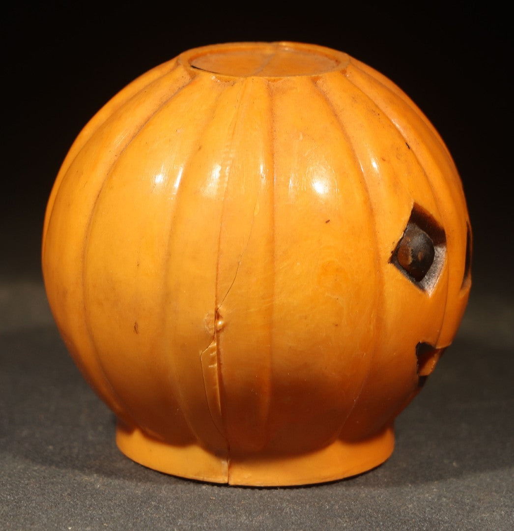 Vintage Plastic Halloween Jack-O-Lantern Pumpkin Flashlight Topper with Grinning Face