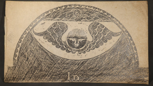 Vintage Grave Rubbing on Paper of Joshua Lawrence Headstone with Winged Cherub Motif, Died October 17, 1799, Concord, New Hampshire