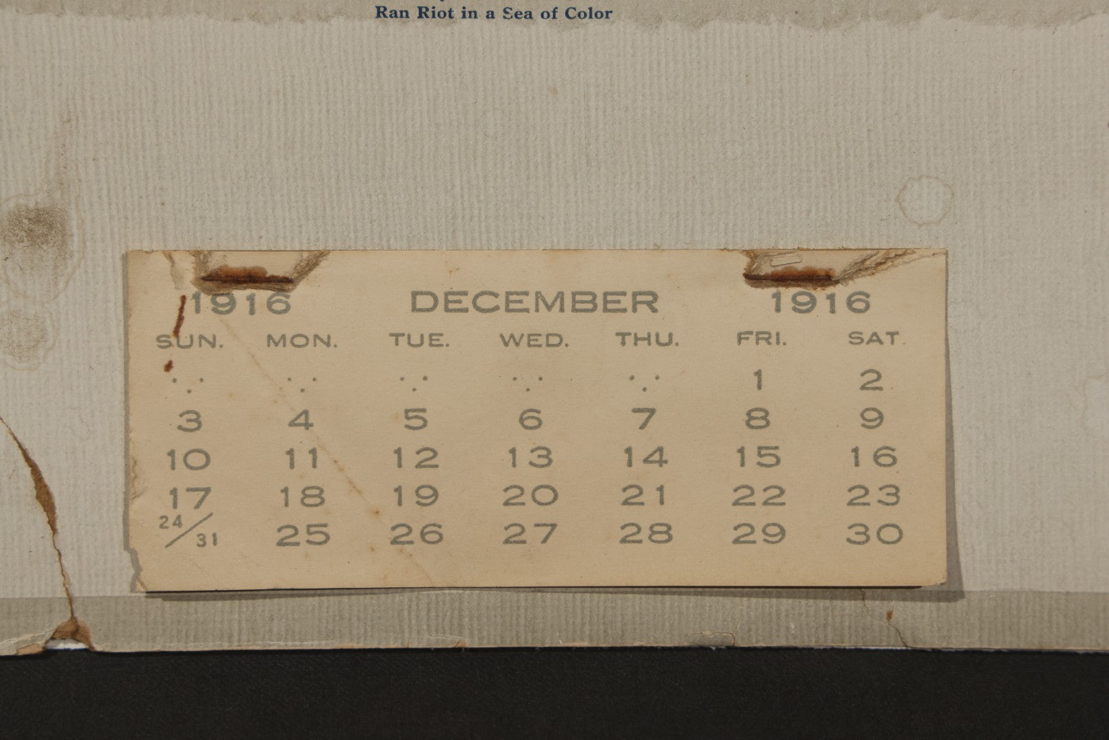 Antique 1916 Frank A. Lorette Marble and Granite Monuments Advertising Calendar, "Headstones and General Cemetery Work," with Landscape after Geo. Howell Gay, Bradford, Vermont