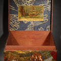 Lot 007 - Antique Decoupage Box with Sailing Ship Interior Lid Image, 7-3/8" L x 3-1/2" H