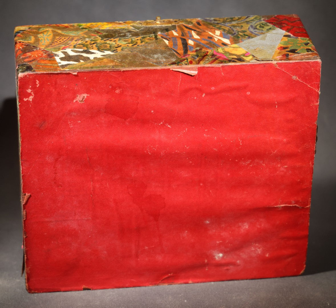 Antique Decoupage Box with Sailing Ship Interior Lid Image