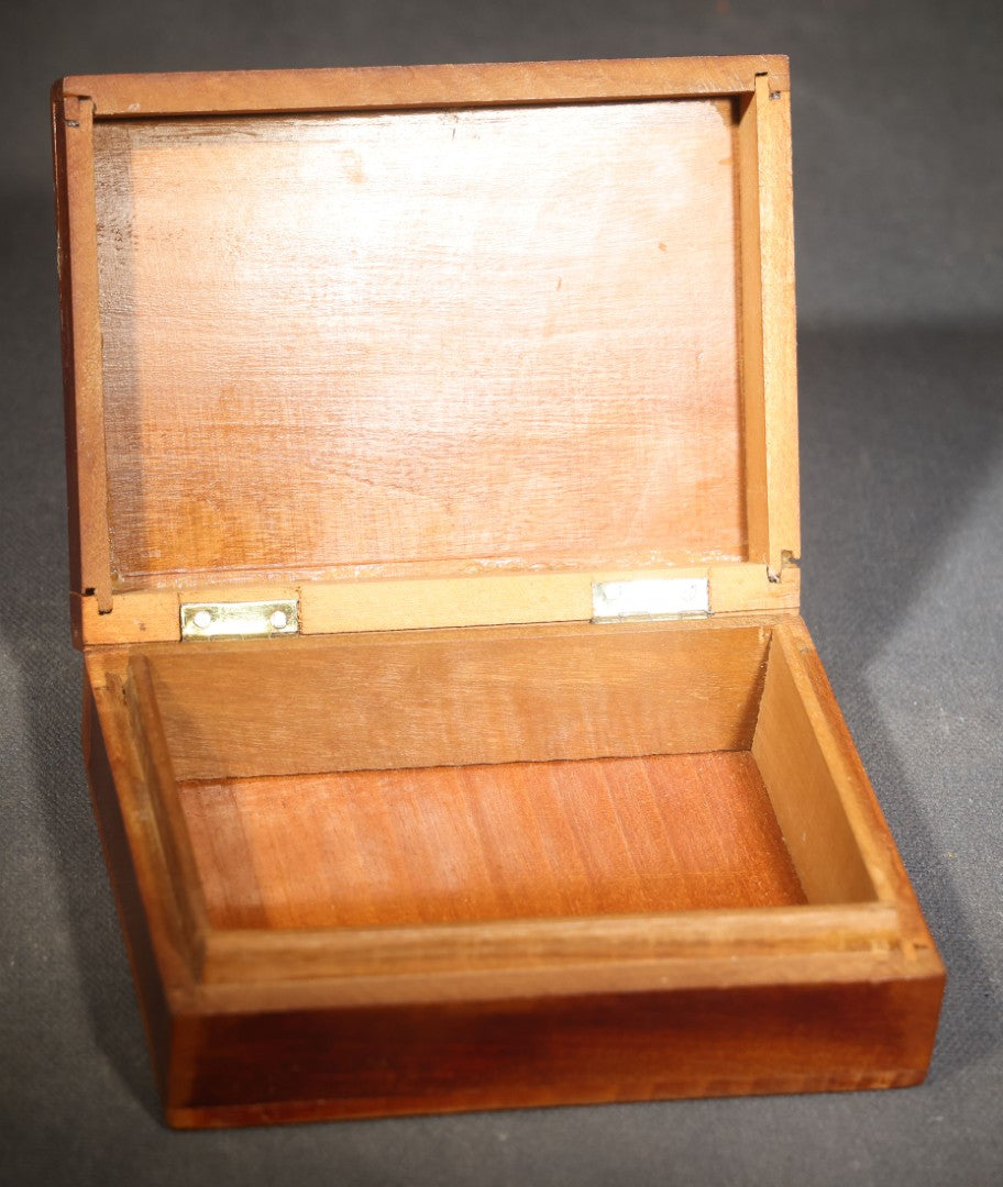 Vintage Italian Souvenir Wood Box with Inlaid Swallow and "Capri" Script, Inscribed "I Love You Betty" and Signed "Joe"