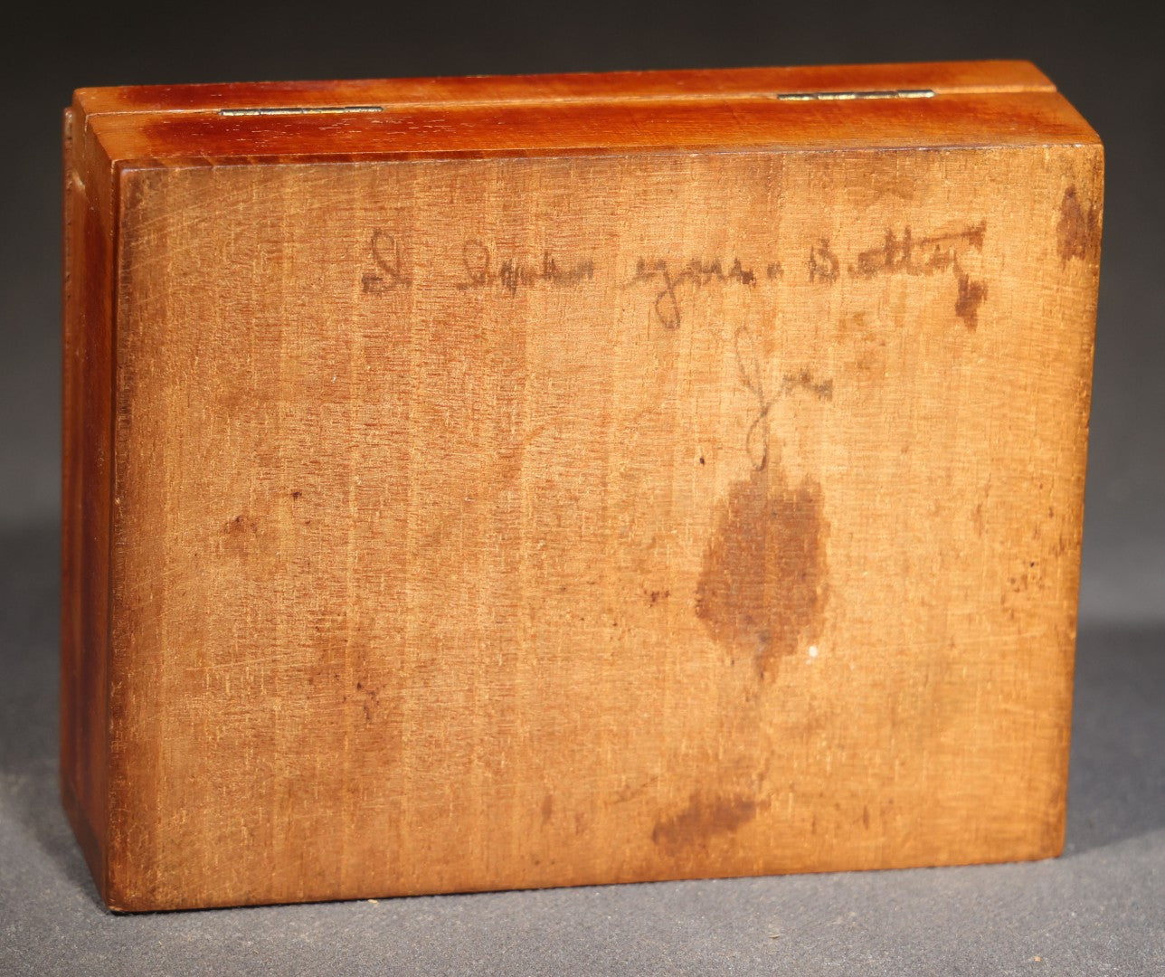Vintage Italian Souvenir Wood Box with Inlaid Swallow and "Capri" Script, Inscribed "I Love You Betty" and Signed "Joe"