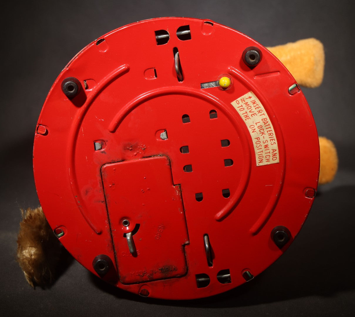 Vintage Battery-Operated Circus Lion Toy on Lithographed Tin Platform, Made in Japan, Not Tested