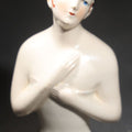 Lot 023 - Antique Porcelain Half Doll with Black Bobbed Hair and Arms Crossed, Marked Germany, 3-3/4" H