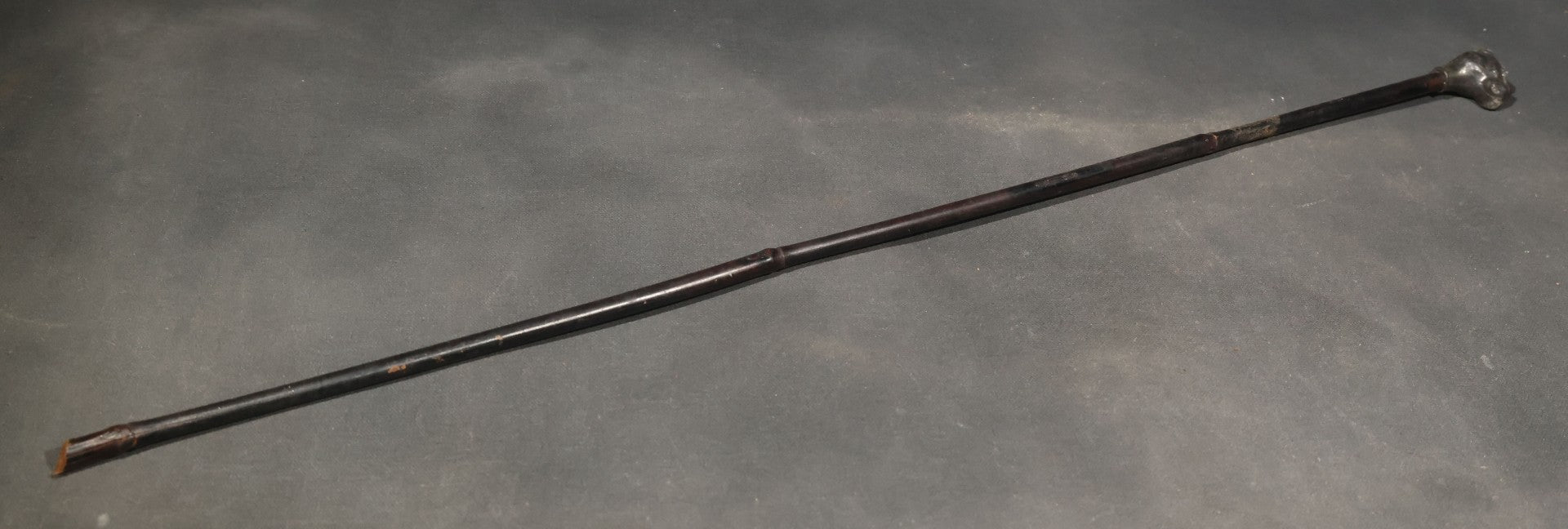 Antique Swagger Stick with Figural Dog Head Handle and Bamboo Shaft