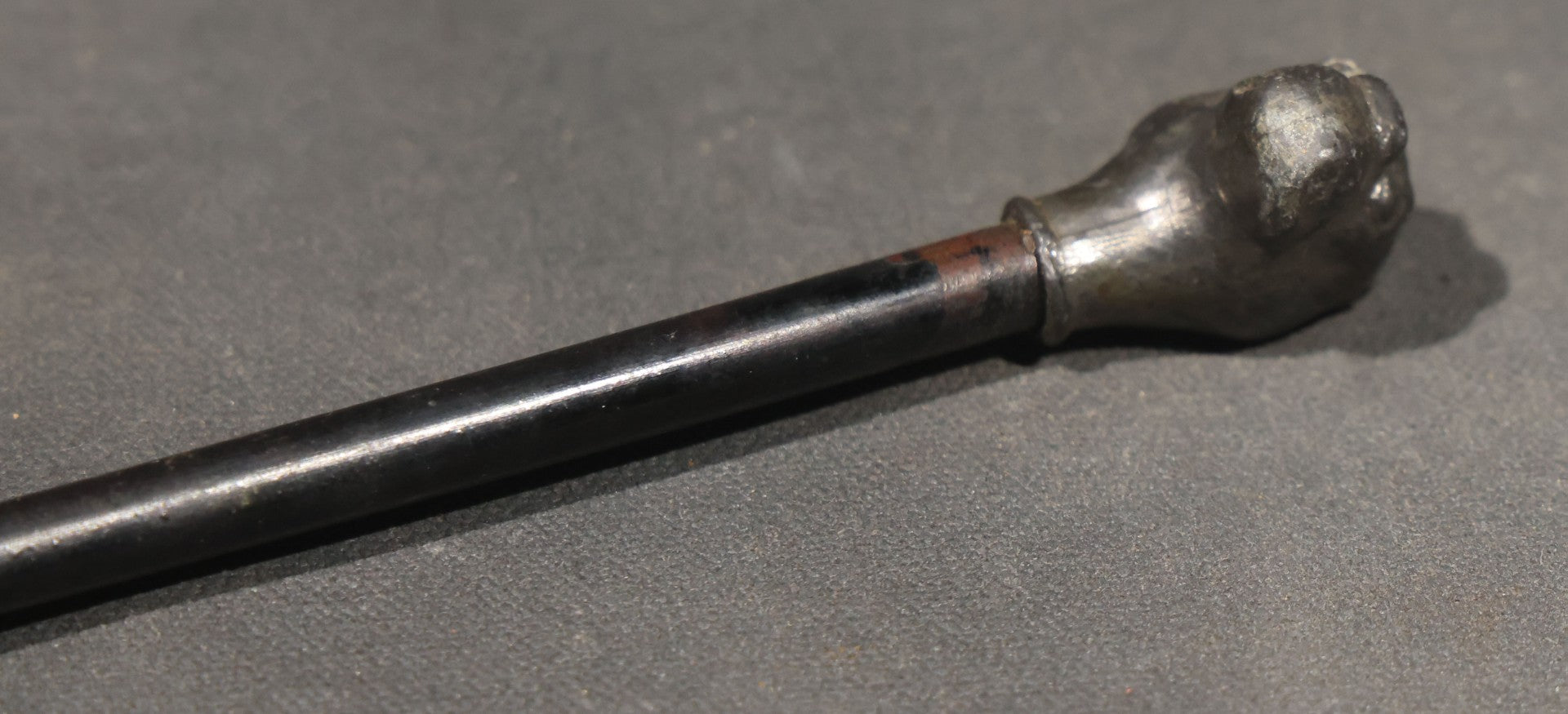 Antique Swagger Stick with Figural Dog Head Handle and Bamboo Shaft