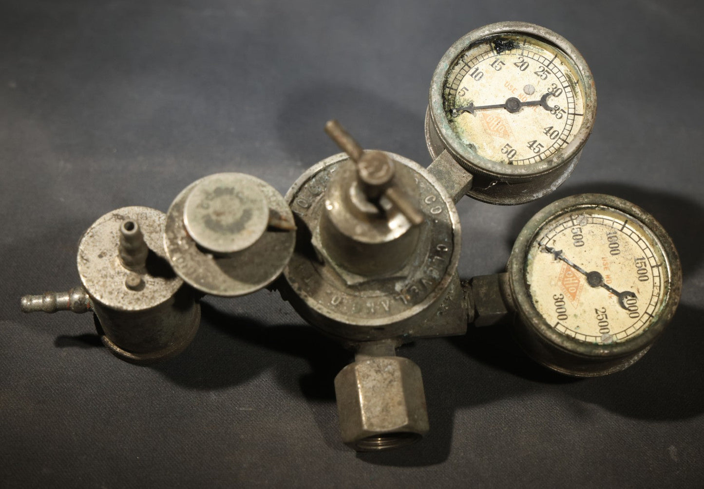 Antique Dual-Gauge Gas Pressure Regulator Salvaged from a Ritter X-Ray Machine, Ritter Dental Mfg. Co., Rochester, New York, Circa 1915