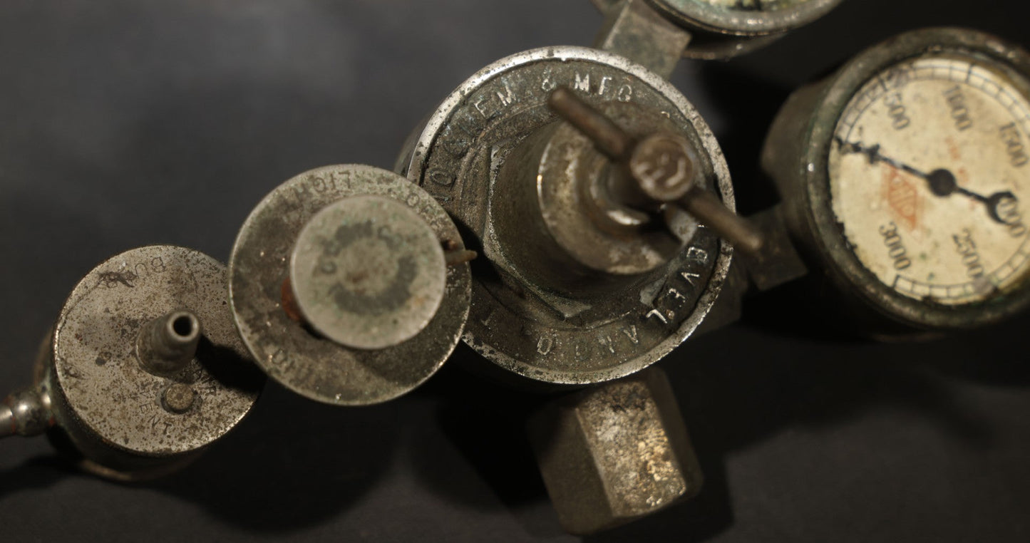 Antique Dual-Gauge Gas Pressure Regulator Salvaged from a Ritter X-Ray Machine, Ritter Dental Mfg. Co., Rochester, New York, Circa 1915