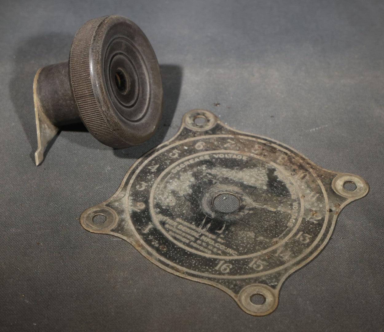 Antique Voltage Control Dial and Faceplate Salvaged from a Ritter Dental X-Ray Machine, Manufactured by Ritter Dental Mfg. Co. Inc., Rochester, New York, Circa 1915