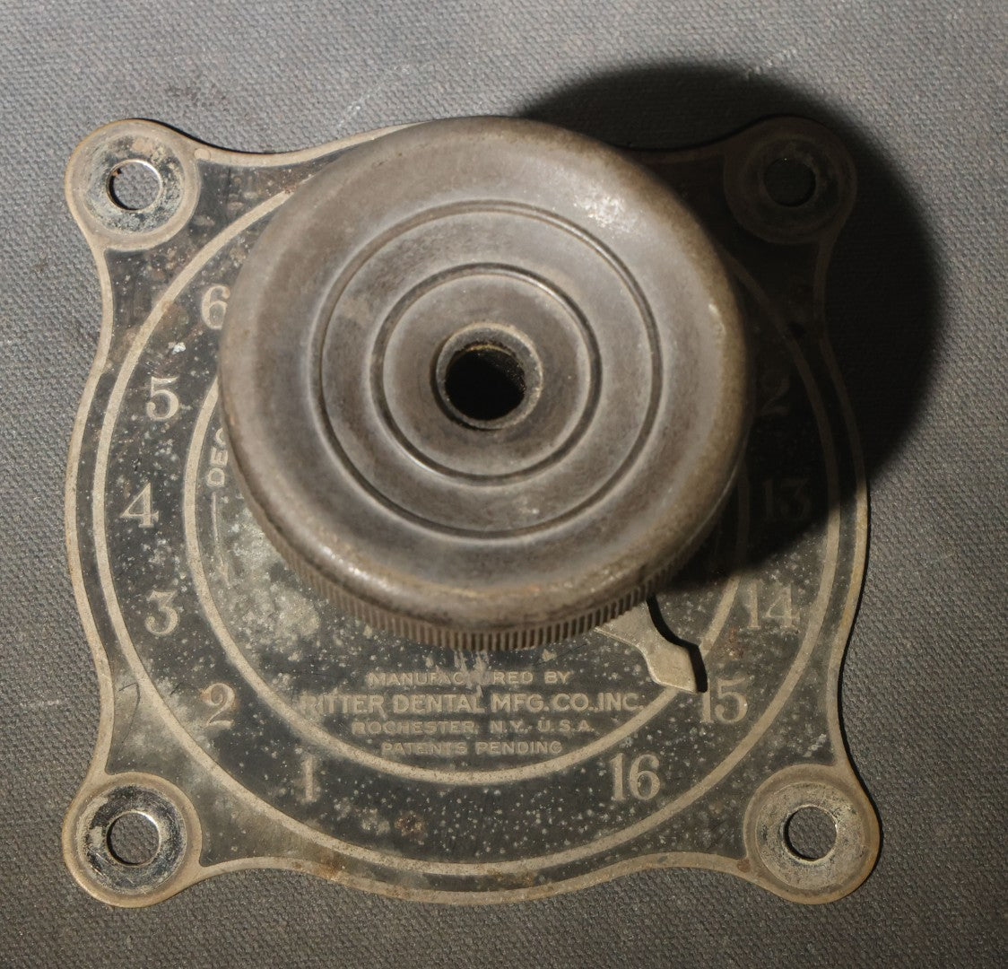 Antique Voltage Control Dial and Faceplate Salvaged from a Ritter Dental X-Ray Machine, Manufactured by Ritter Dental Mfg. Co. Inc., Rochester, New York, Circa 1915