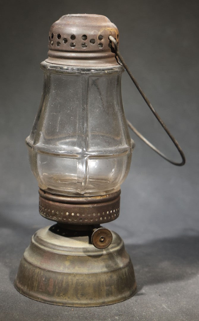 Pair of Antique Skater's Lanterns with Glass Globes and Perforated Tops