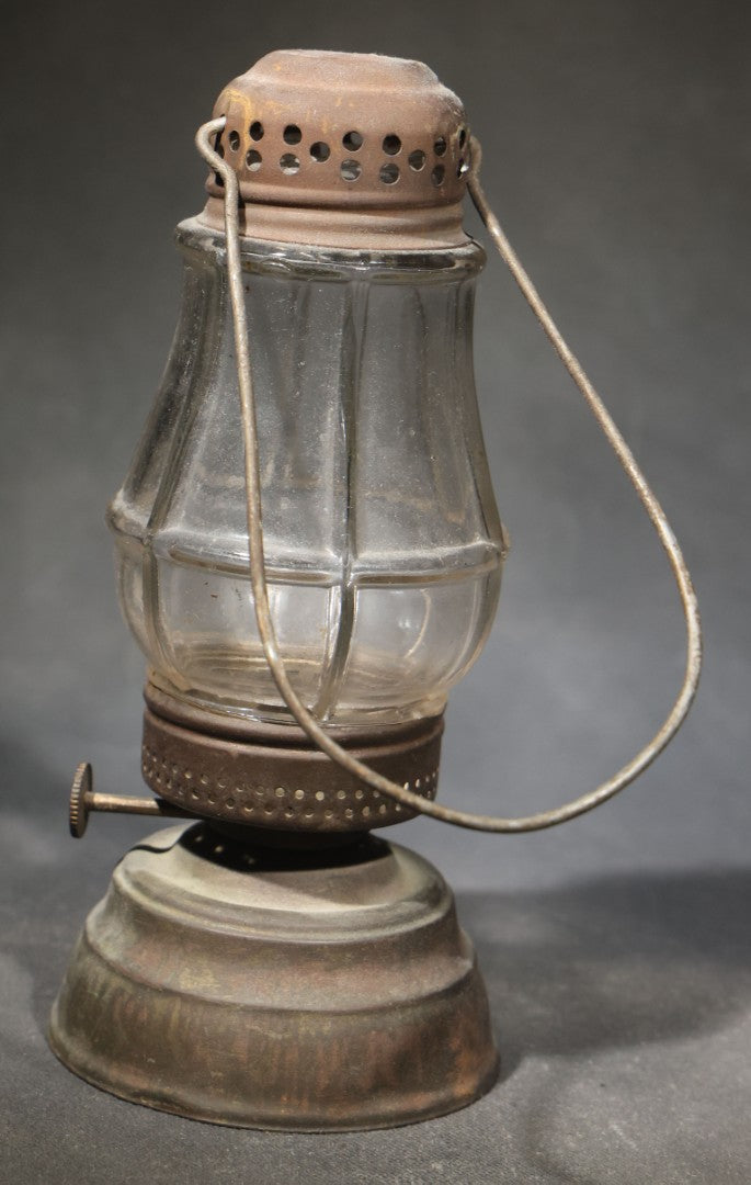 Pair of Antique Skater's Lanterns with Glass Globes and Perforated Tops