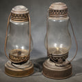 Lot 057 - Pair of Antique Skater's Lanterns with Glass Globes and Perforated Tops, 7" H each