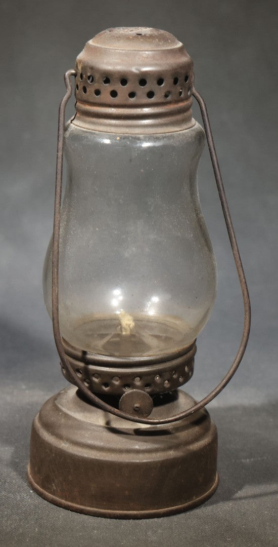 Pair of Antique Skater's Lanterns with Glass Globes and Perforated Tops