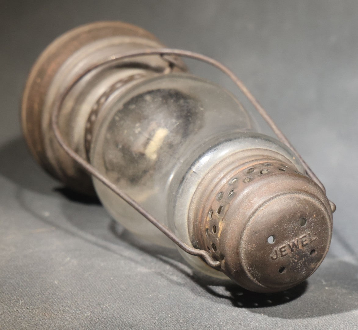 Pair of Antique Skater's Lanterns with Glass Globes and Perforated Tops