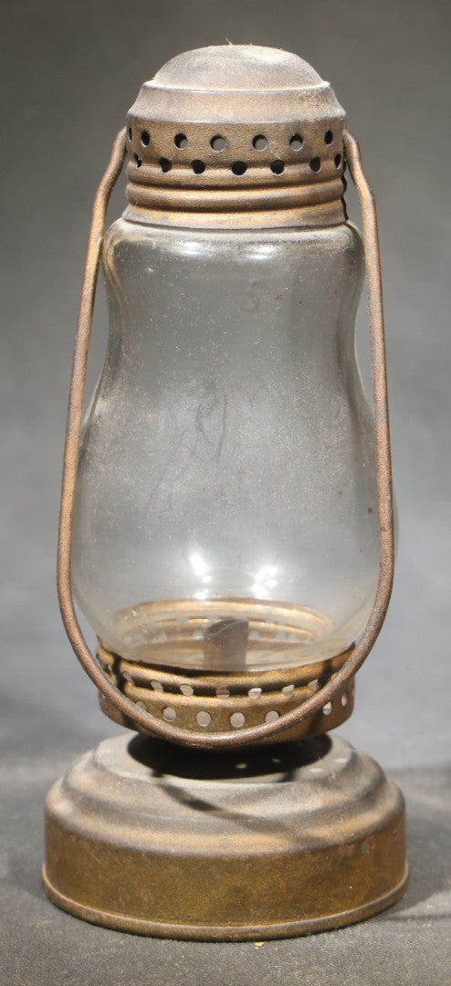 Pair of Antique Skater's Lanterns with Glass Globes and Perforated Tops