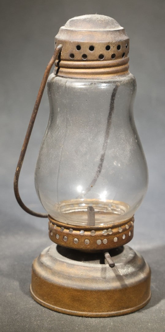 Pair of Antique Skater's Lanterns with Glass Globes and Perforated Tops
