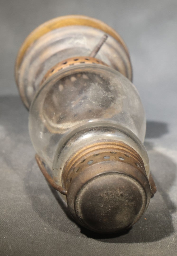 Pair of Antique Skater's Lanterns with Glass Globes and Perforated Tops