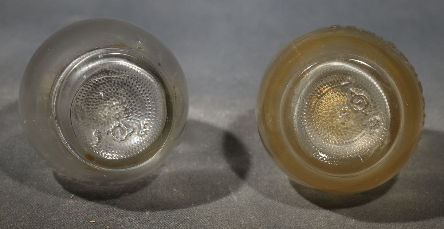 Pair of Vintage Lunkenheimer Glass Oiler Bottles with Brass Spouts