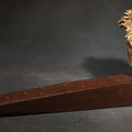 Lot 064 - Vintage Handmade Deer Antler Burr and Wood Smoking Pipe with Leather Thong, 9" L