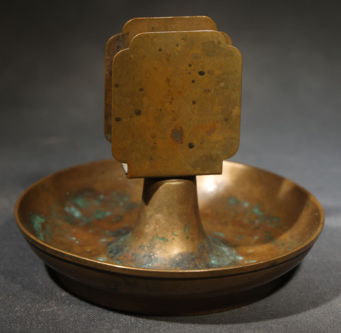 Antique Brass Match Holder and Ashtray, Manufactured by Bradley & Hubbard Mfg. Co., Meriden, Connecticut