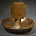 Lot 066 - Antique Brass Match Holder and Ashtray, Manufactured by Bradley & Hubbard Mfg. Co., Meriden, Connecticut, 4-7/8" W
