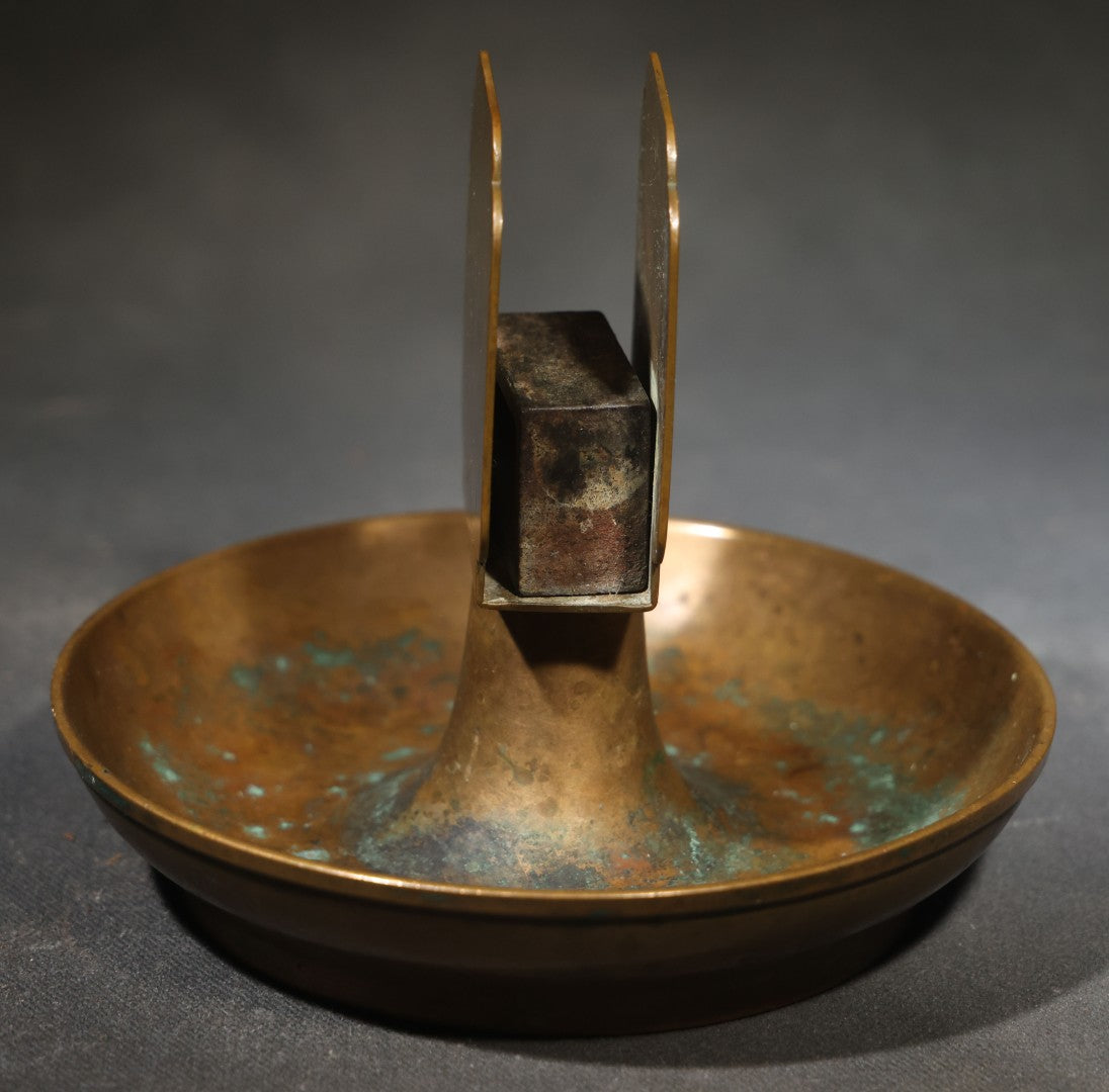 Antique Brass Match Holder and Ashtray, Manufactured by Bradley & Hubbard Mfg. Co., Meriden, Connecticut