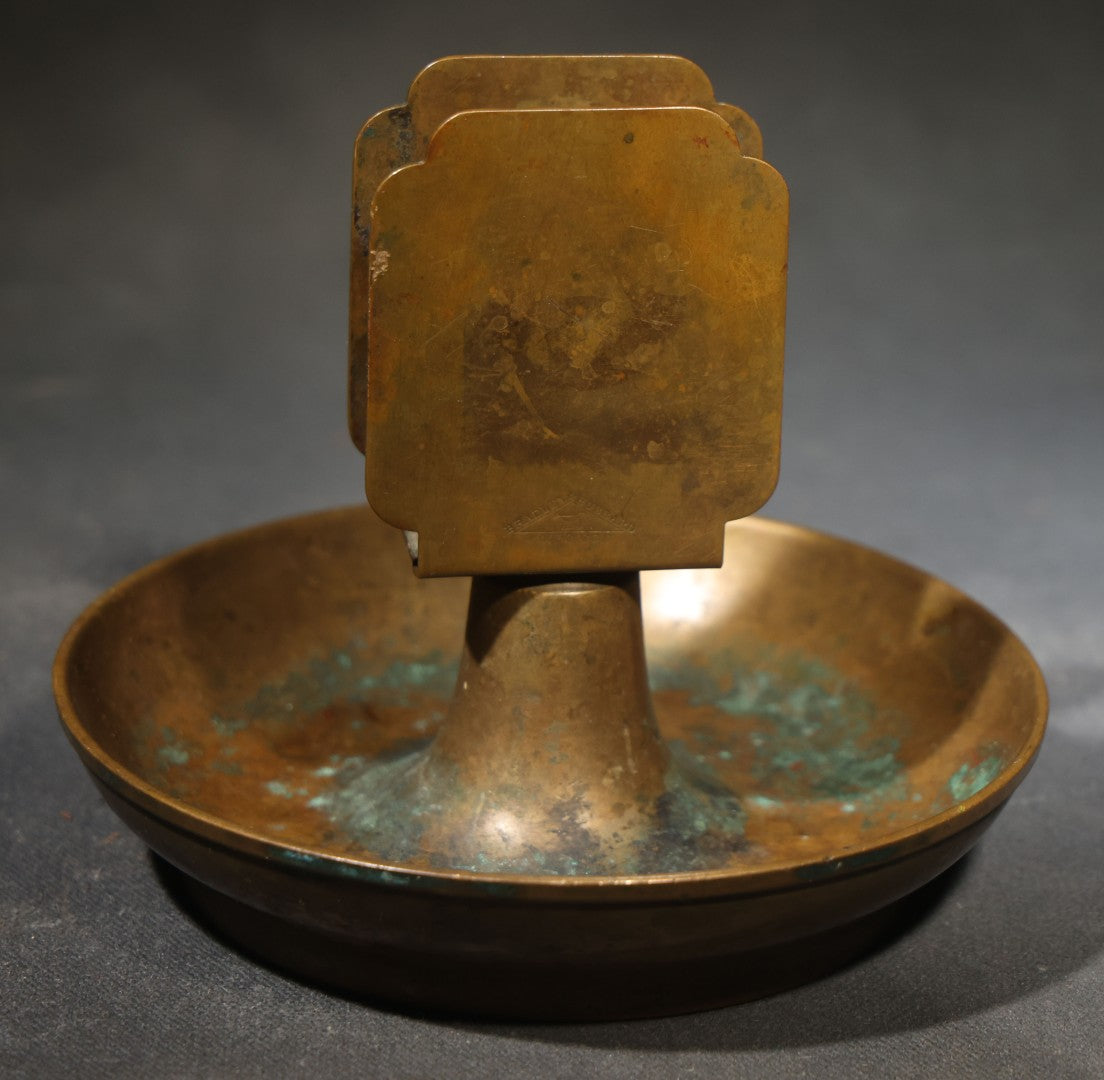 Antique Brass Match Holder and Ashtray, Manufactured by Bradley & Hubbard Mfg. Co., Meriden, Connecticut