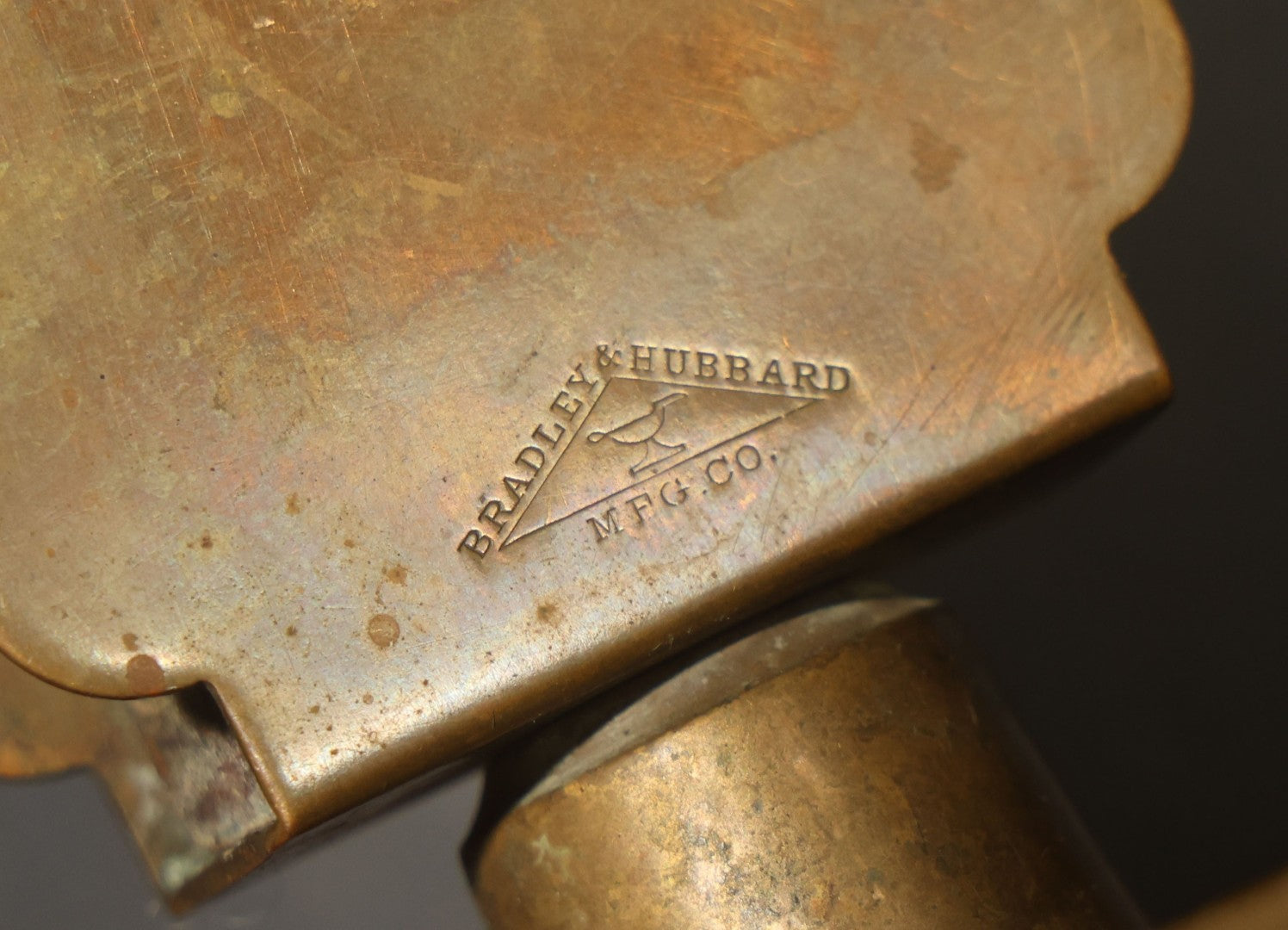 Antique Brass Match Holder and Ashtray, Manufactured by Bradley & Hubbard Mfg. Co., Meriden, Connecticut