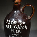 Lot 080 - Vintage "Florida Alligator Milk Only 20 Minutes Old" Novelty Ceramic Jug with Alligator Head Stopper, Florida Souvenir, Made in Japan, 7-3/4" H