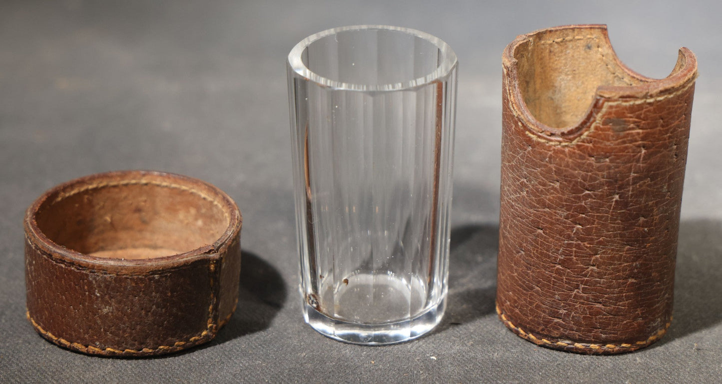 Antique Travel Shot Glass in Fitted Leather Case
