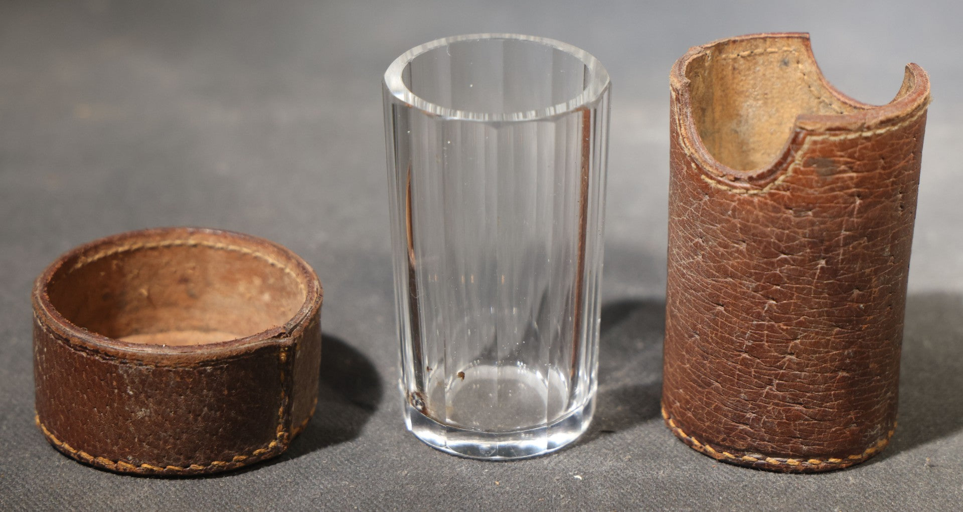 Antique Travel Shot Glass in Fitted Leather Case