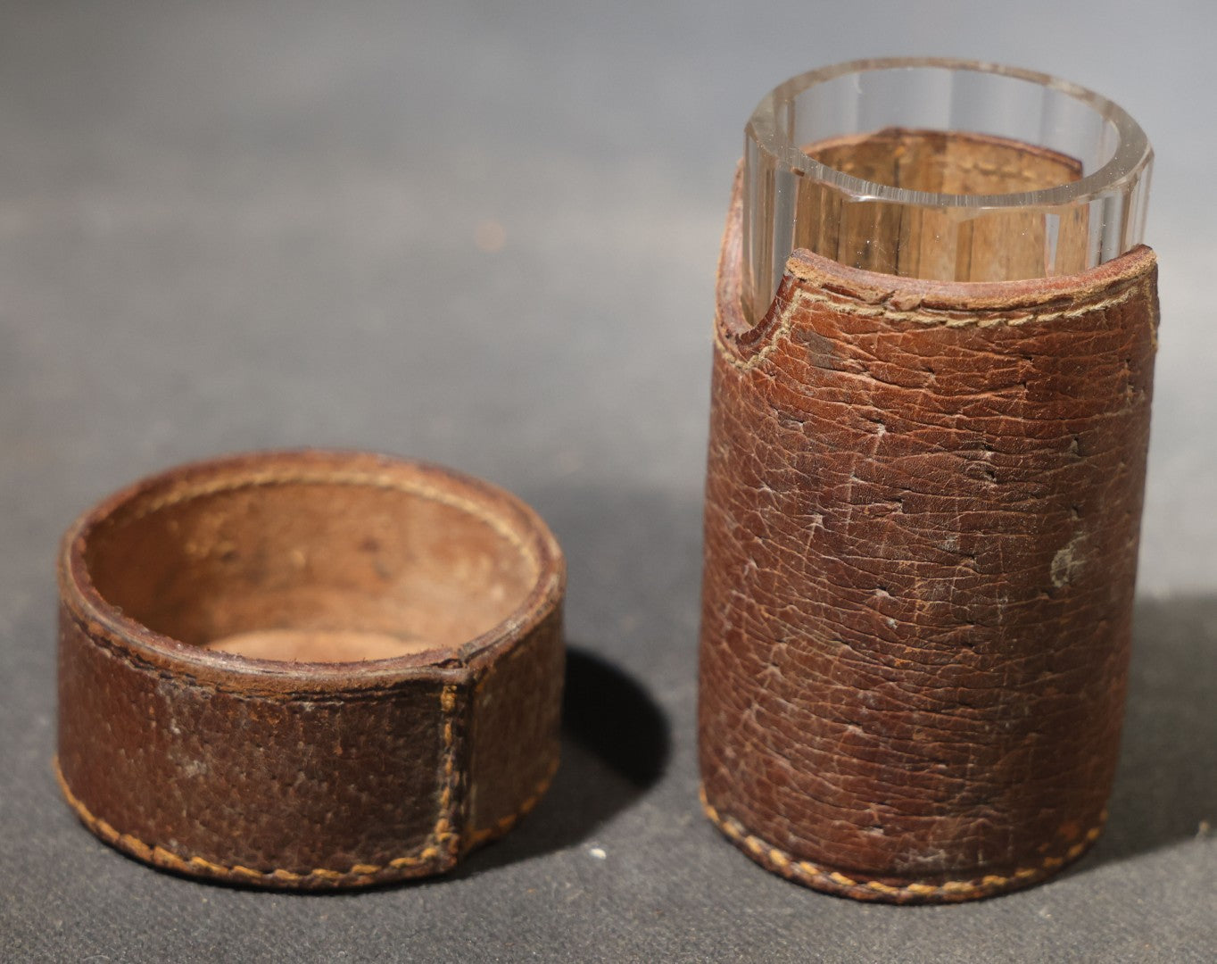 Antique Travel Shot Glass in Fitted Leather Case
