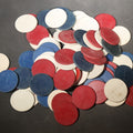 Lot 088 - Vintage Grouping of Pla-M-Wel Clay Poker Chips in Red, White, and Blue, 1-1/2" W each