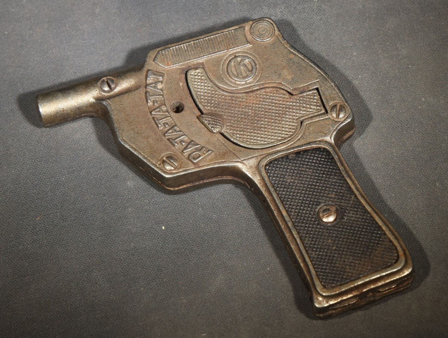 Vintage "Ra-Ta-Ta-Tat" Machine Toy Cap Gun, Manufactured by The Kilgore Company, Circa 1938, Missing Crank Handle