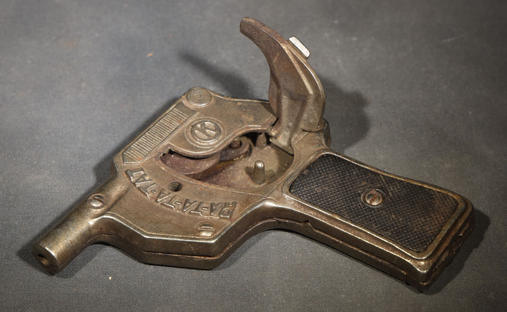 Vintage "Ra-Ta-Ta-Tat" Machine Toy Cap Gun, Manufactured by The Kilgore Company, Circa 1938, Missing Crank Handle